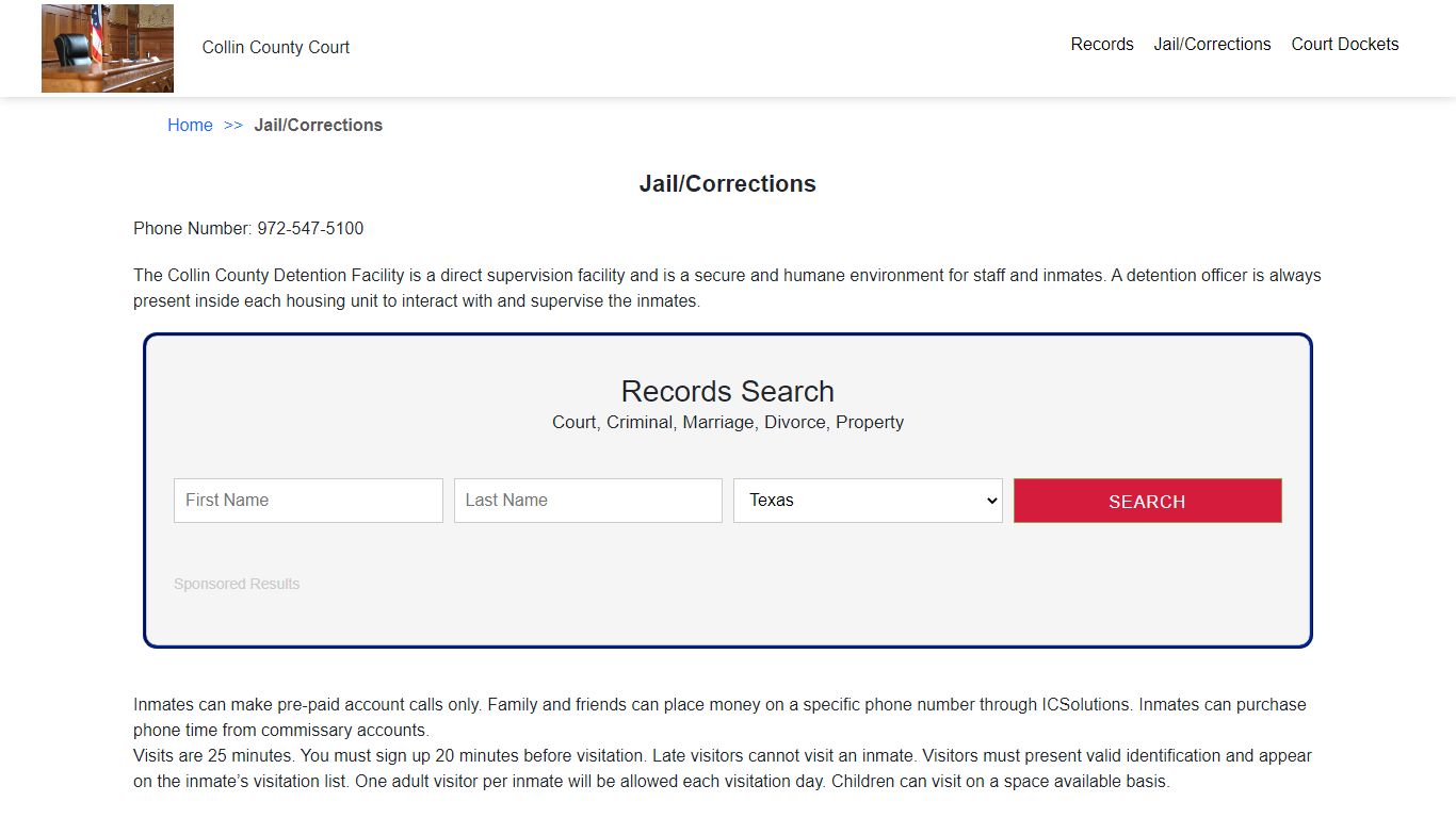 Jail/Corrections | Collin County Court